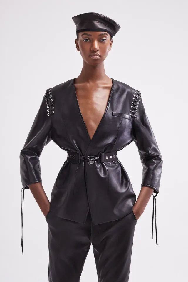 French Deal Edifice veste cuir agneau plongé
