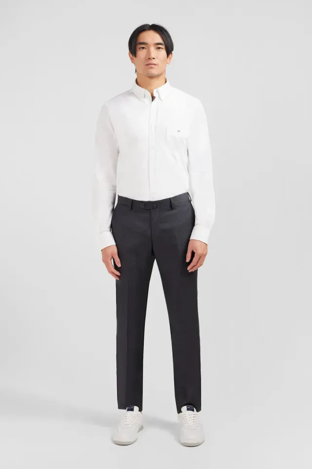 Eden Park pantalon slim laine gris plis cassés