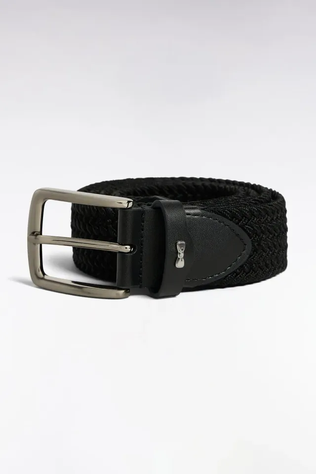 Eden Park ceinture homme tressée élastique noire 100
