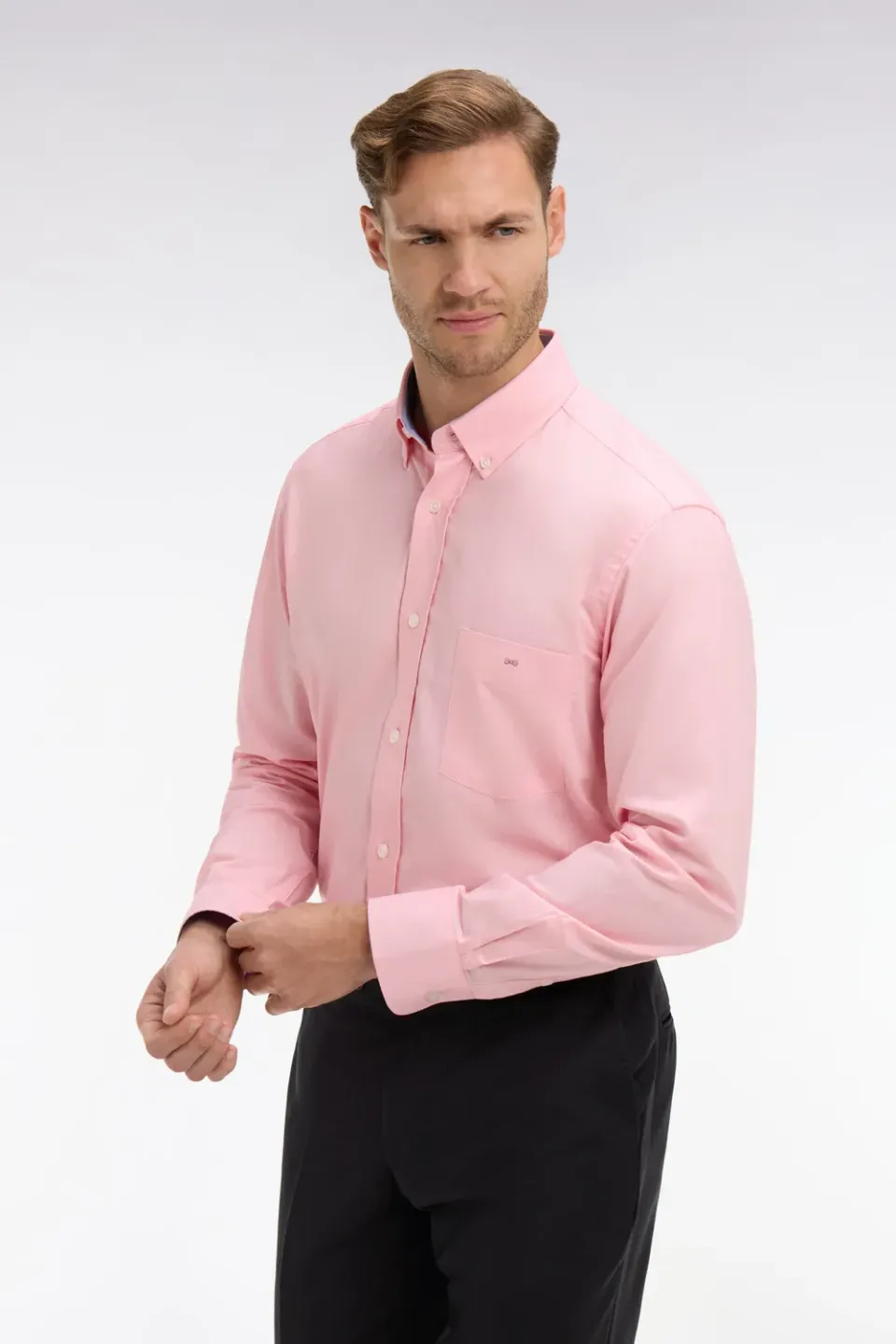 Eden Park Chemise Oxford Coton Rose Unie Regular Homme