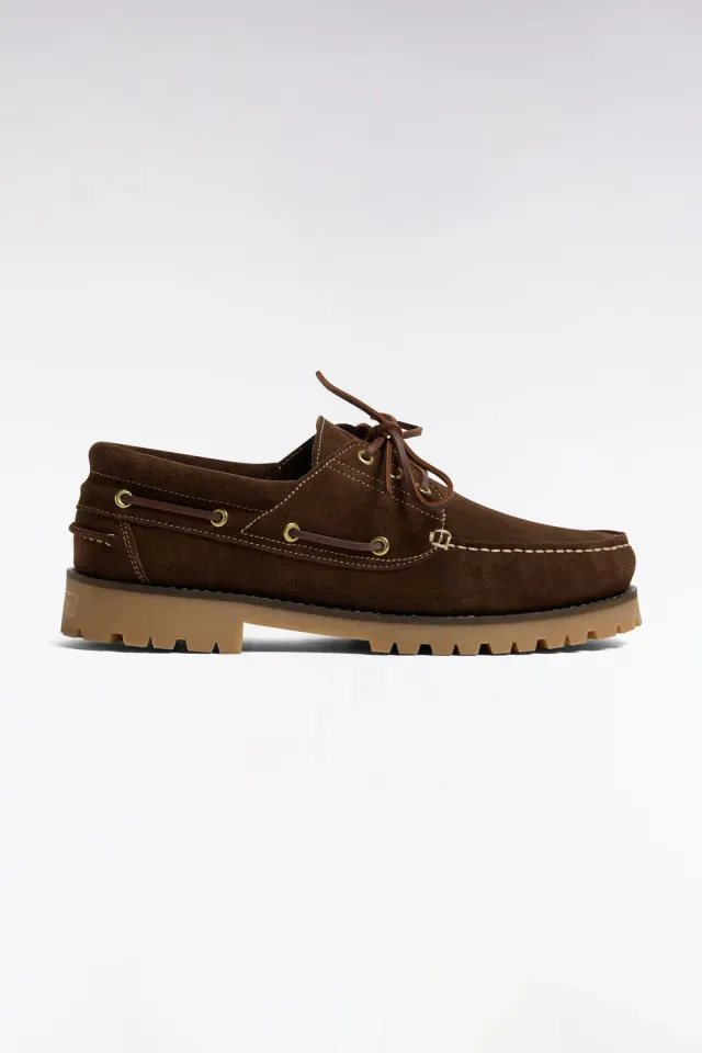 Eden Park chaussures bateau cuir suédé marron