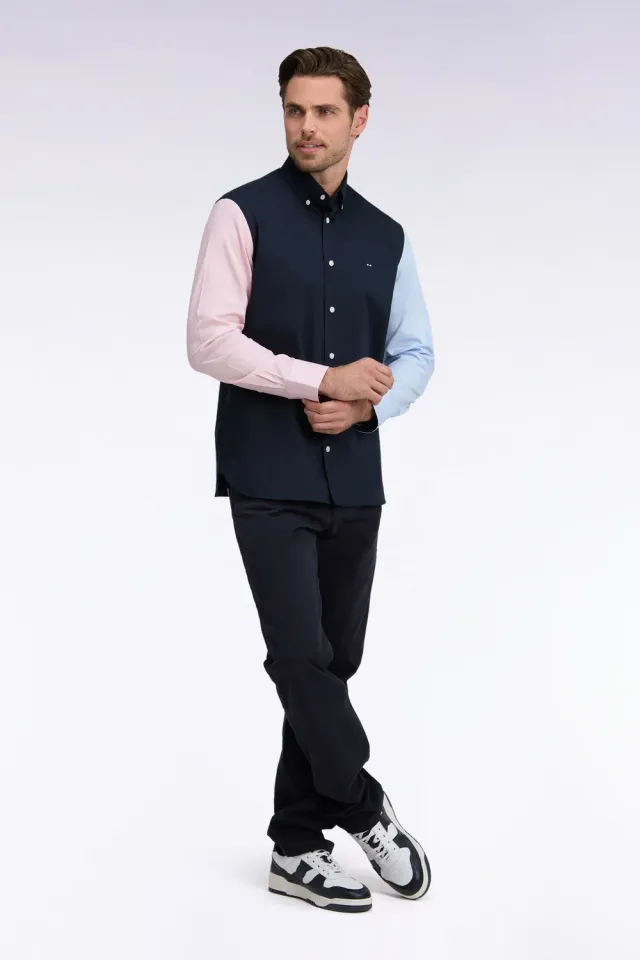 Eden Park chemise oxford tricolore patch dos coupe droite