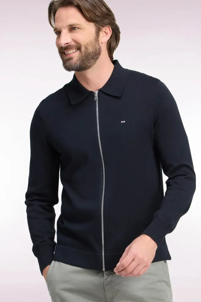 Eden Park cardigan zippé homme coton viscose noir