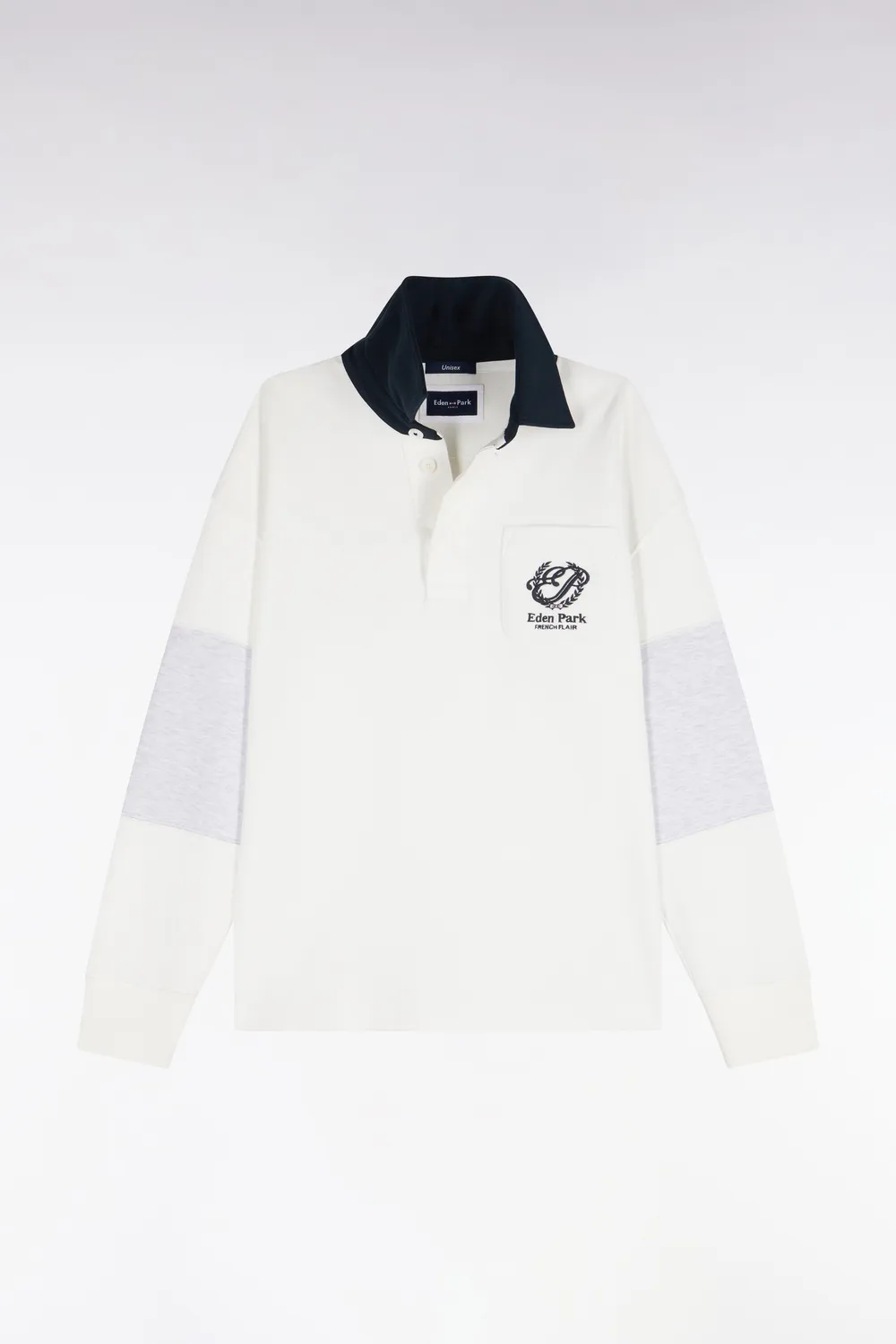 Eden Park Heritage sweat unisexe écru col maillot coupe loose