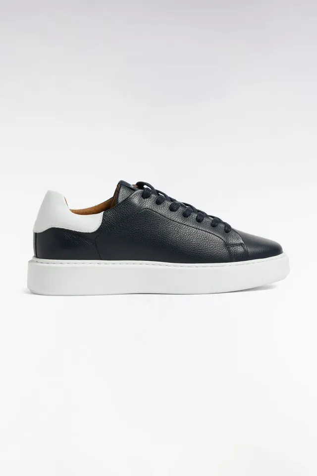 Eden Park baskets homme cuir grainé marine semelle gomme