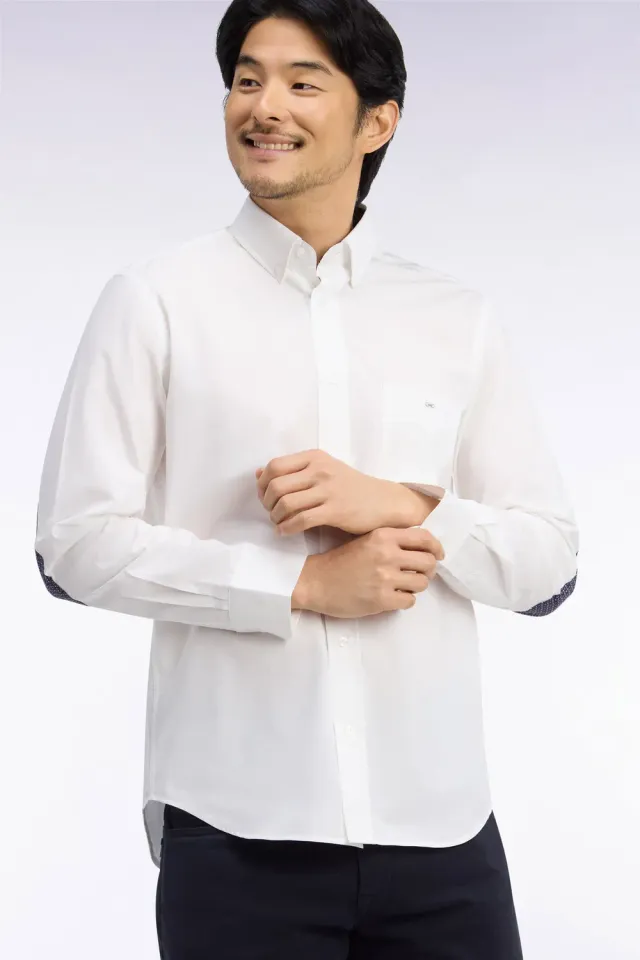 Eden Park chemise coton blanc micromotifs coupe droite