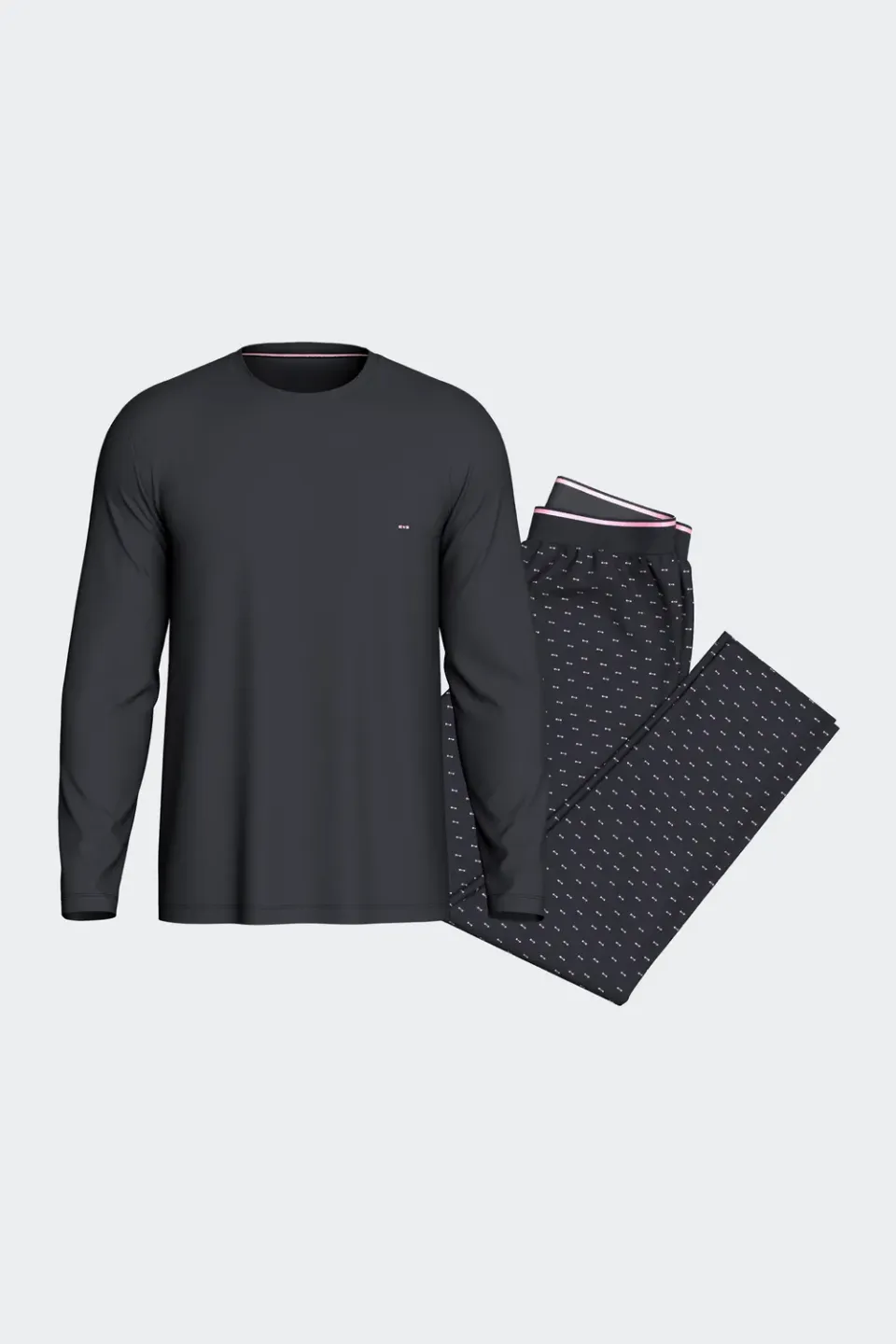 Eden Park Ensemble pyjama long coton marine nœuds papillon