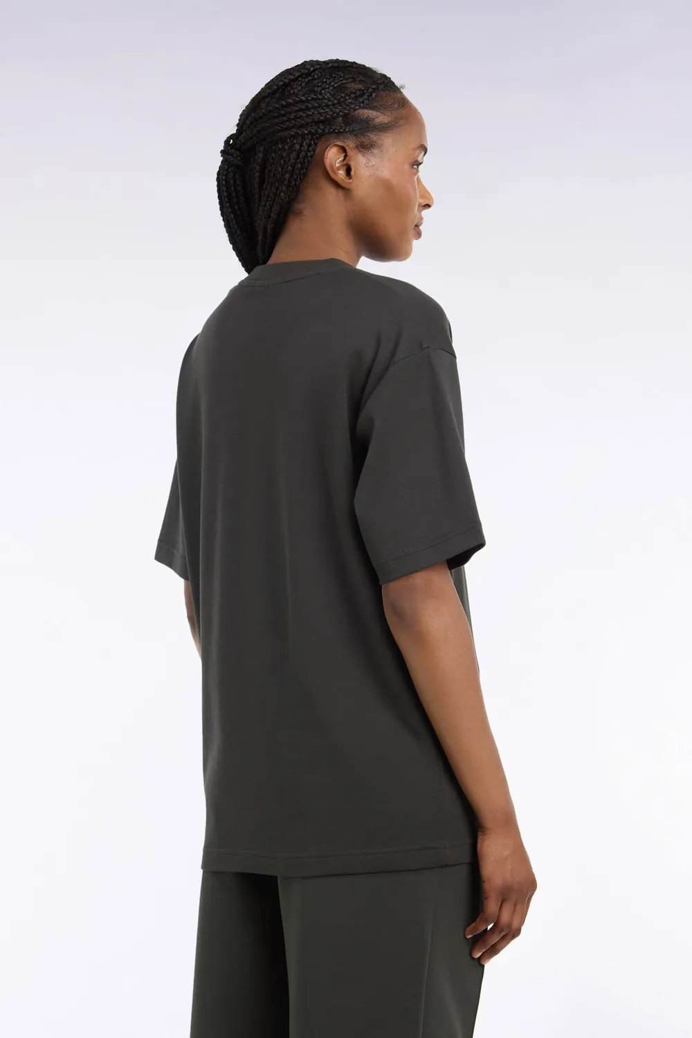Eden Park T-shirt col rond kaki coupe loose coton mercerisé