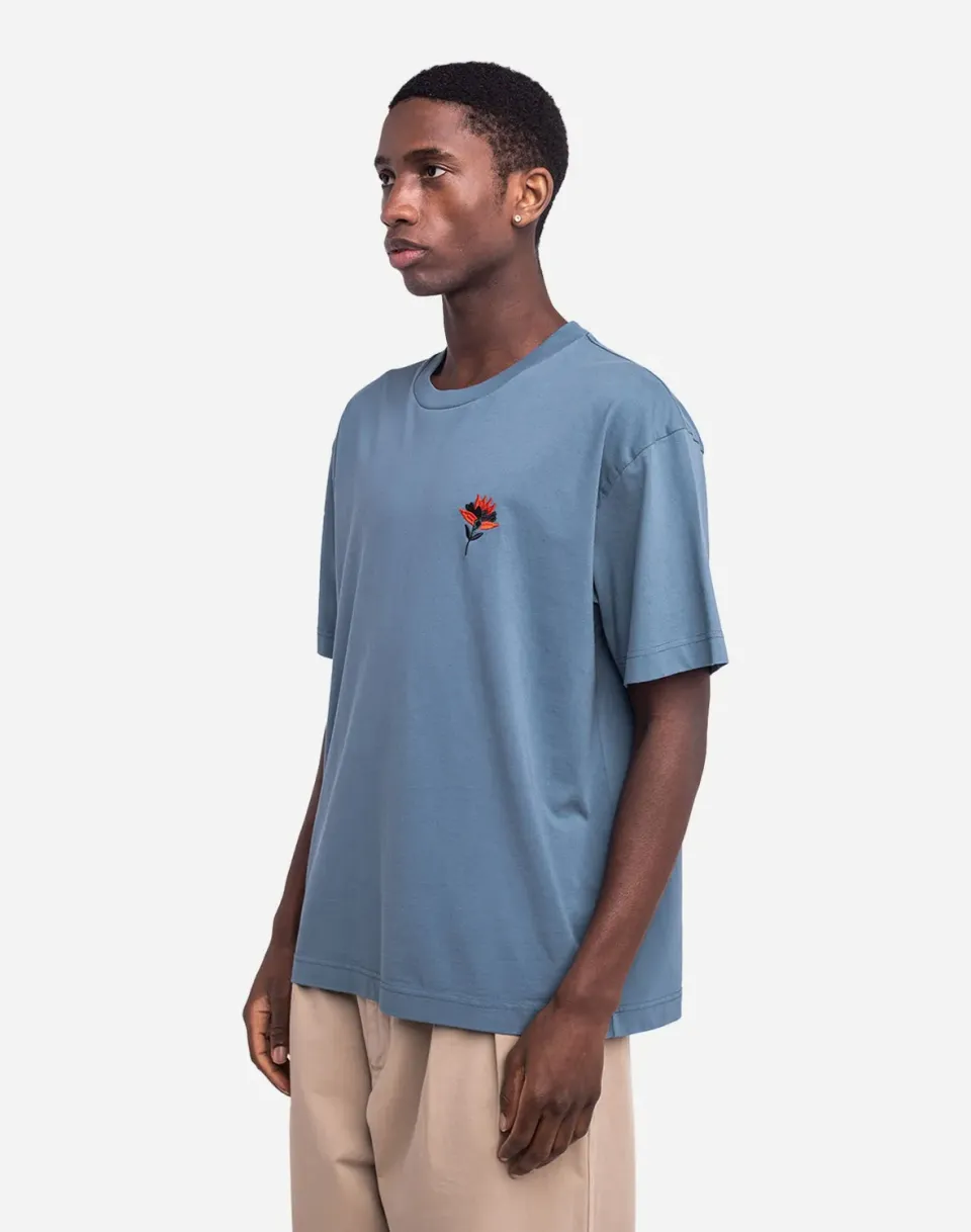OLOW Brière t-shirt ample bleu acier coton bio
