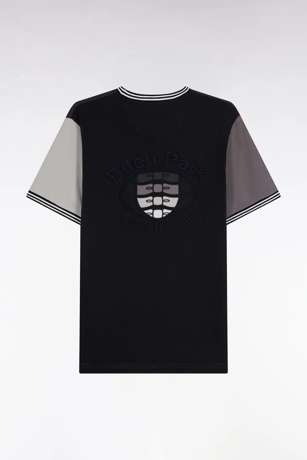 Eden Park Color Block t-shirt gris bicolore coupe droite coton