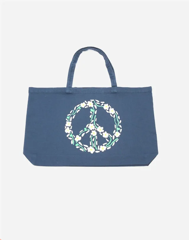OLOW Peace cabas bleu coton bio
