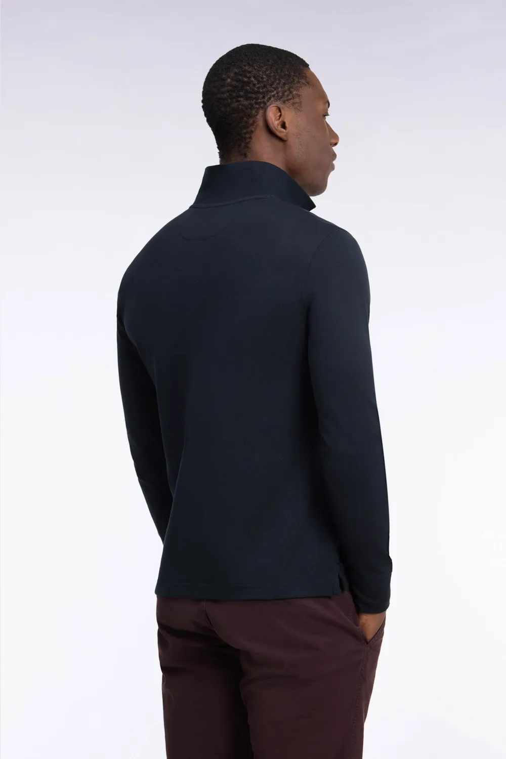 Eden Park polo manches longues Pima noir droit