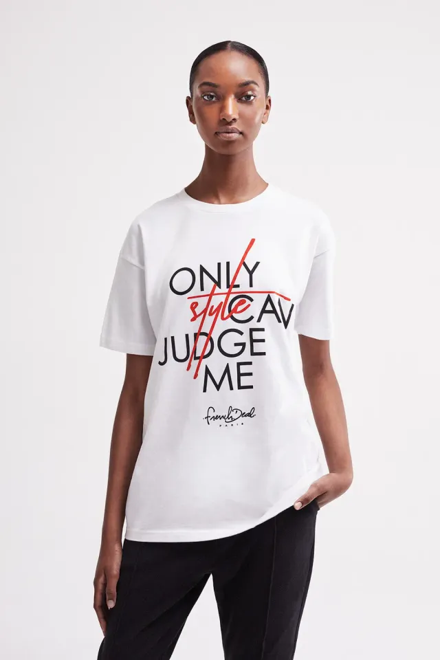 French Deal Only Style Can Judge Me t-shirt coton imprimé