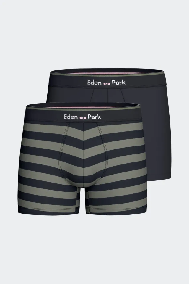 Eden Park lot 2 boxers coton marine kaki homme