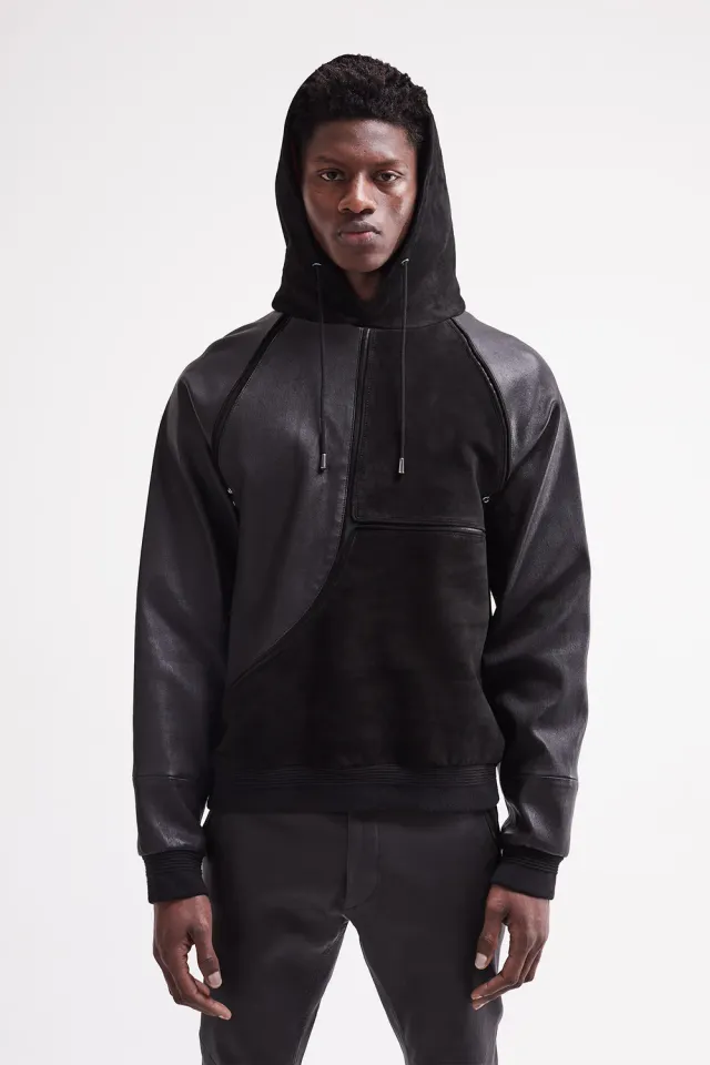 French Deal Tracks hoodie cuir agneau made in France
