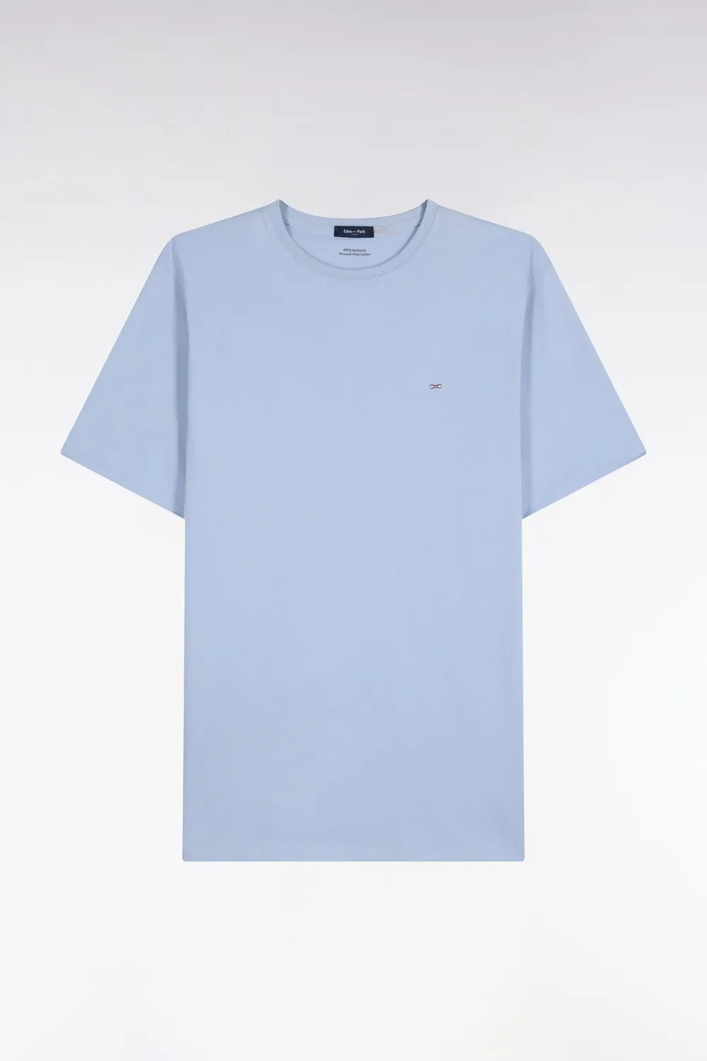 Eden Park t-shirt coton bleu ciel col rond coupe droite