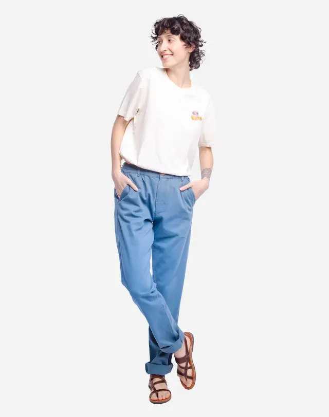 OLOW Chino pantalon bleu cobalt coton bio