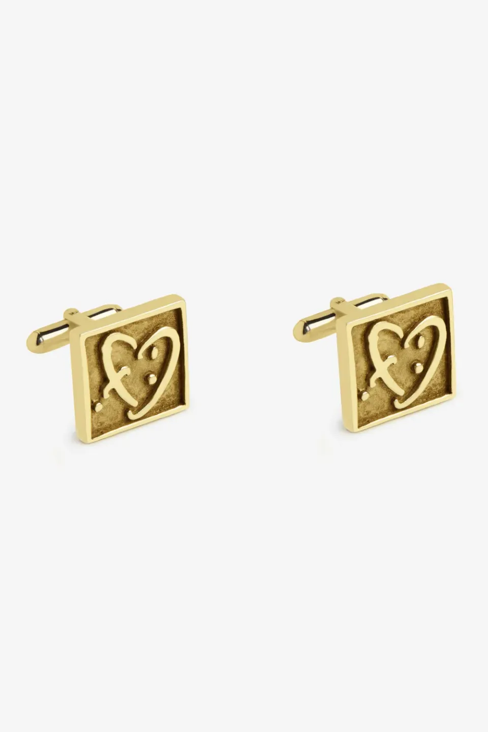 French Deal Carré de Coeur boutons manchette argent vermeil