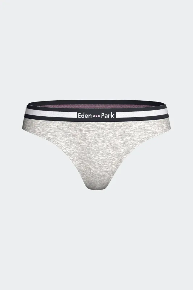 Eden Park tanga femme gris coton stretch élastique siglé