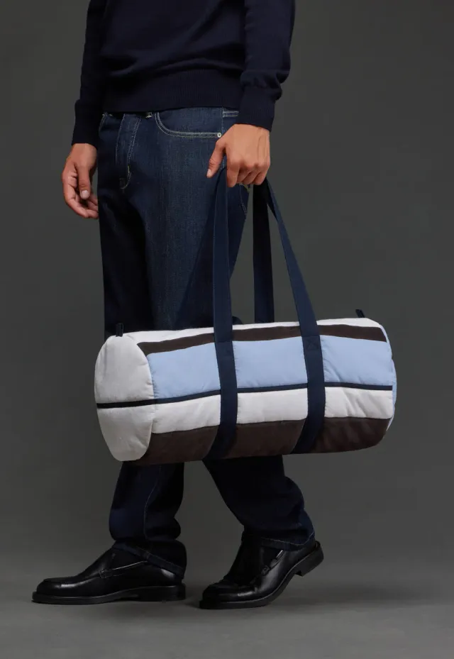Eden Park UPBAGSS0009 sac polochon velours bleu rayé