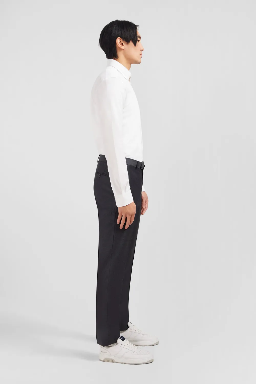 Eden Park pantalon slim laine gris plis cassés