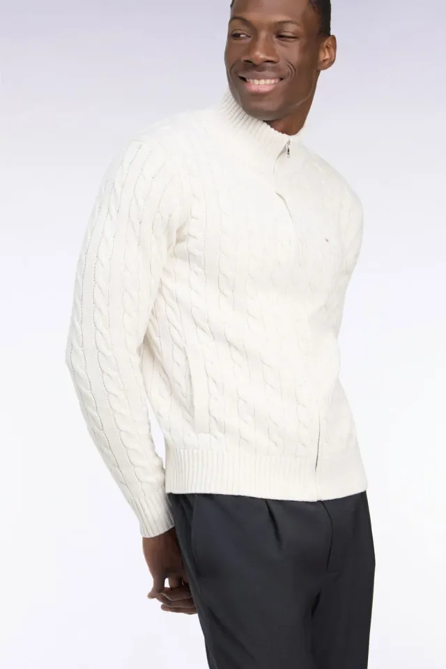 Eden Park H26MAICA0008 cardigan écru coton torsades