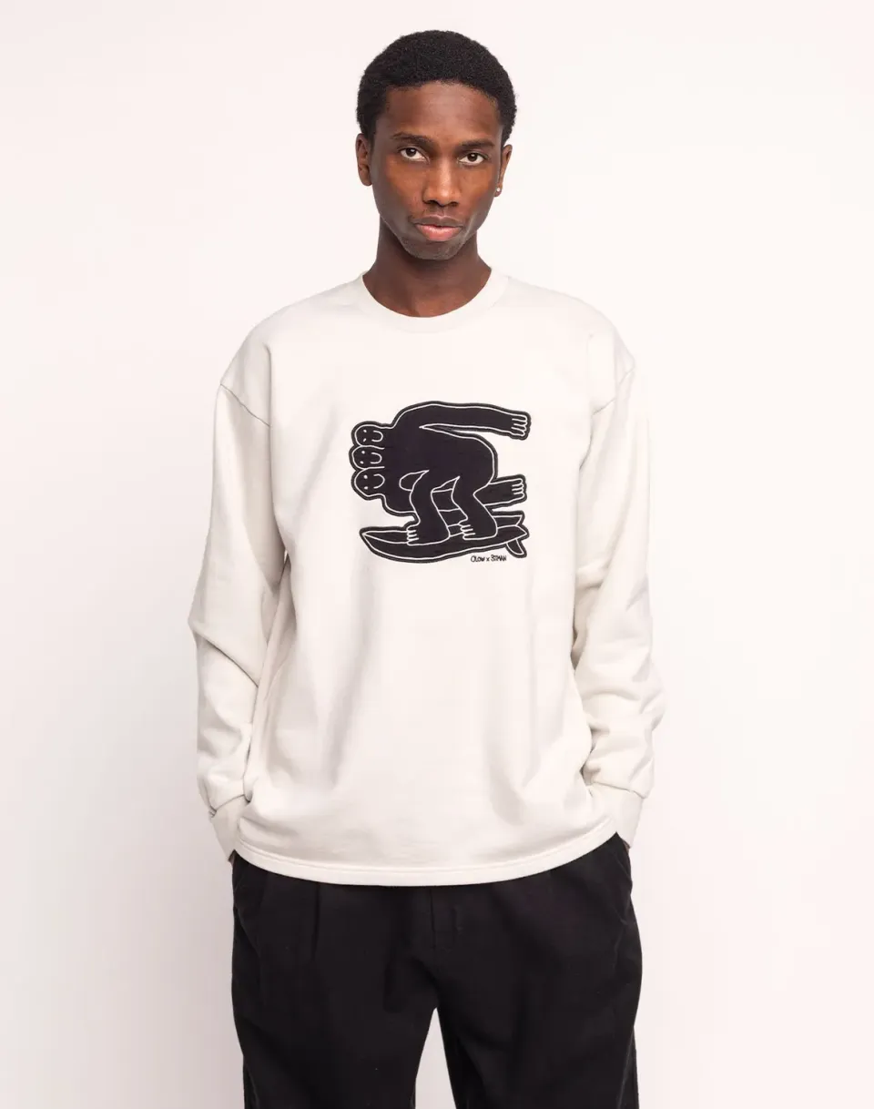 Olow Point Break Sweat Gris Perle Coton Bio