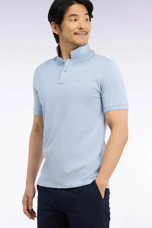 Eden Park Polo coton Pima ciel coupe droite