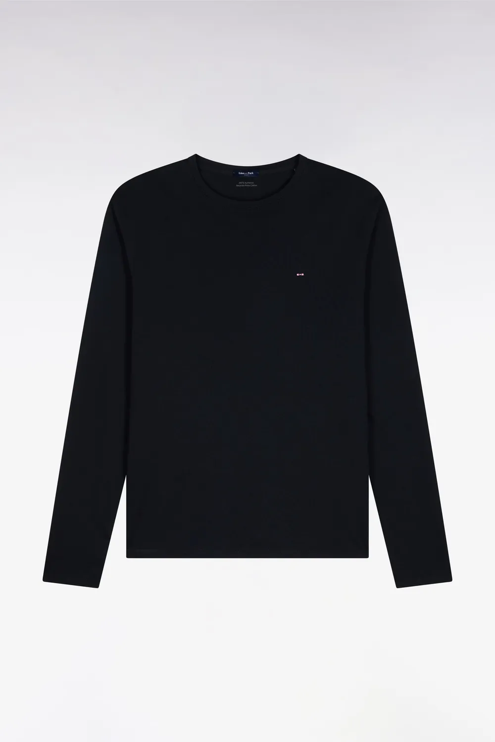 Eden Park t-shirt coton pima noir manches longues col rond