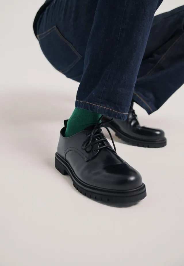 Loom Les derbies chaussures cuir noir semelle Vibram