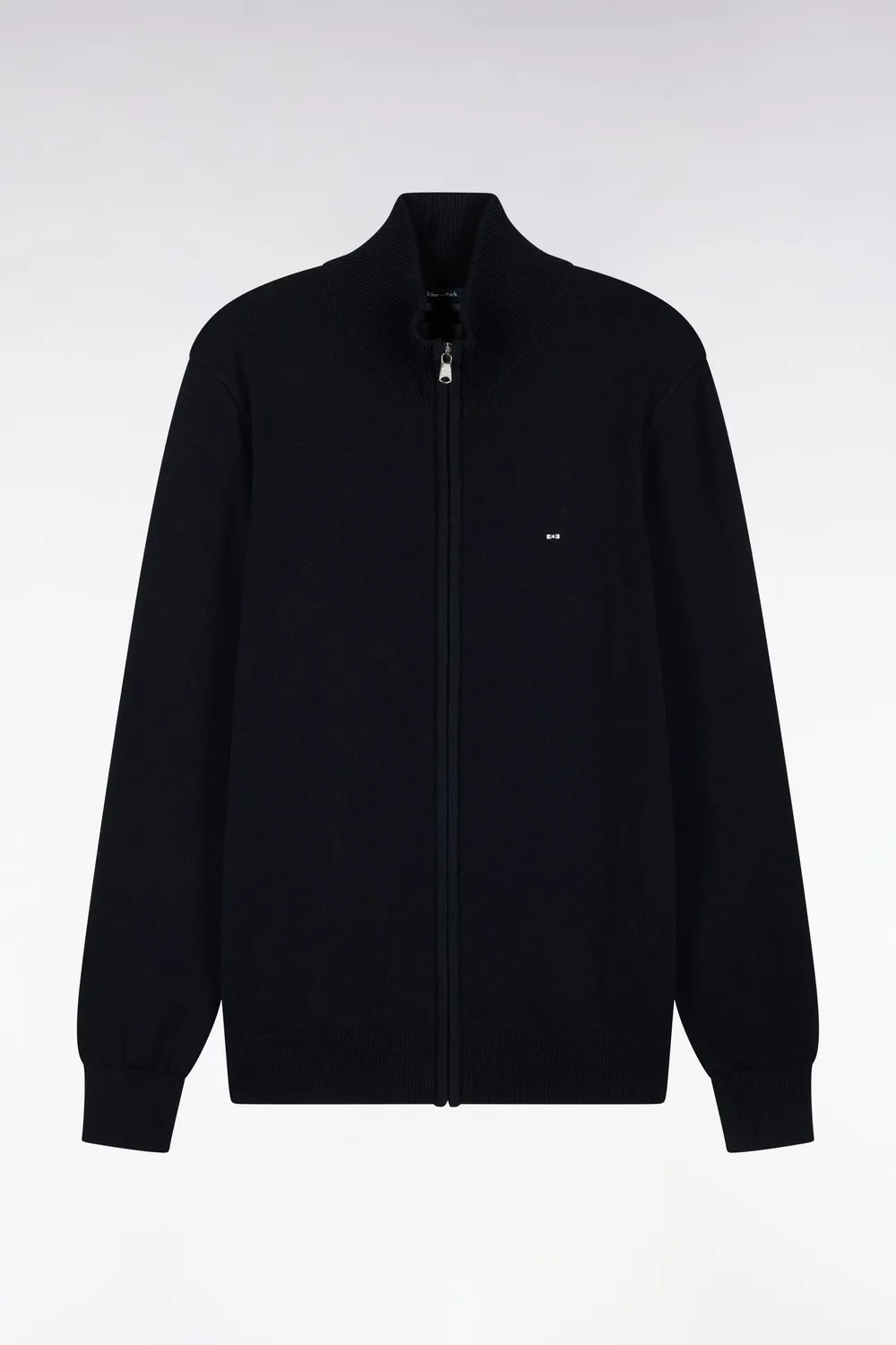 Eden Park cardigan homme zippé marine laine coton droit