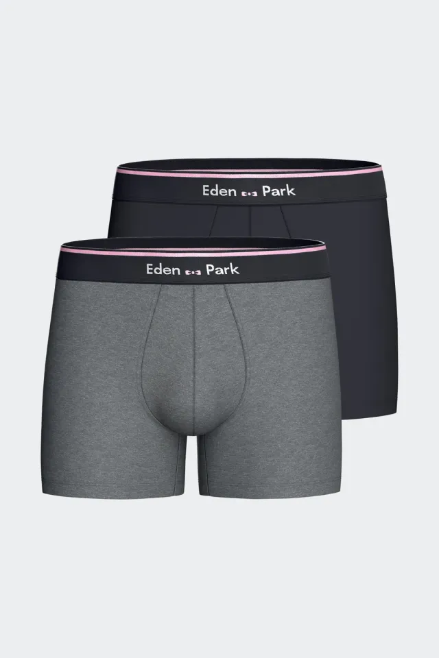 Eden Park lot 2 boxers homme coton marine gris stretch