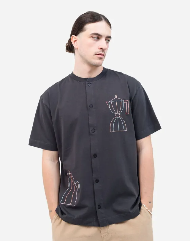 OLOW Moka t-shirt boutonné noir carbone