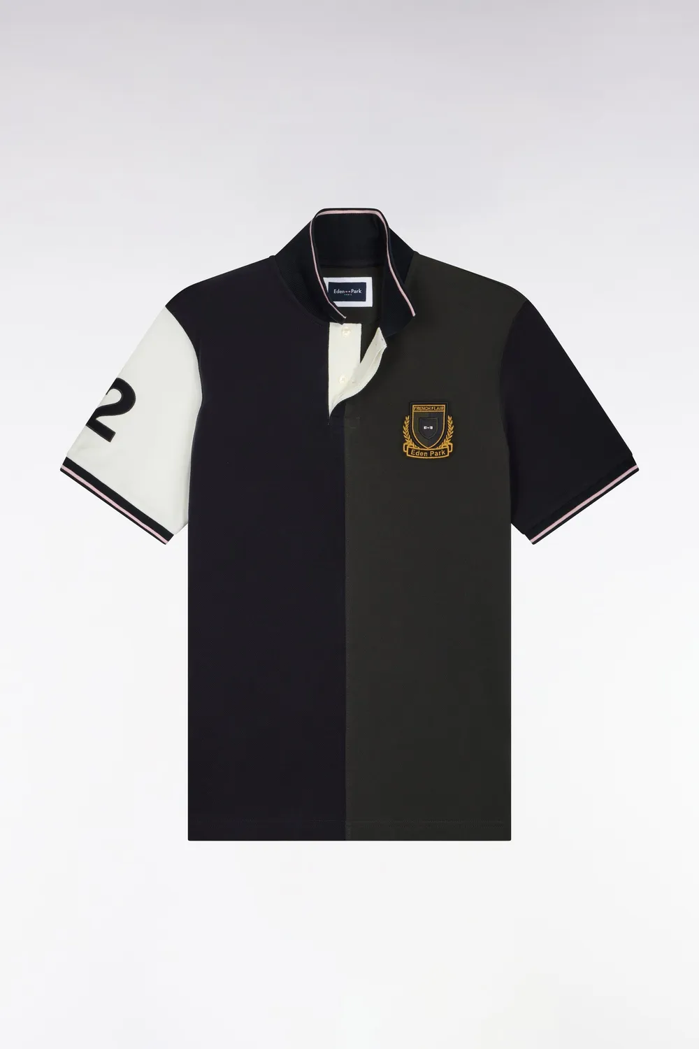 Eden Park polo manches courtes kaki marine coton homme