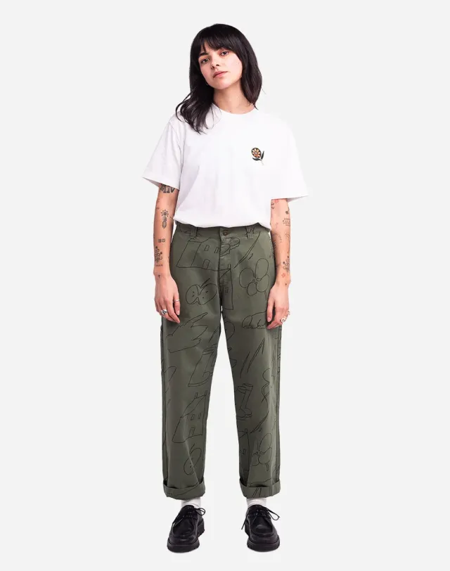 OLOW Chuck Gower pantalon kaki sérigraphié