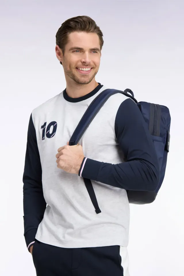 Eden Park t-shirt manches longues bicolore gris coton homme