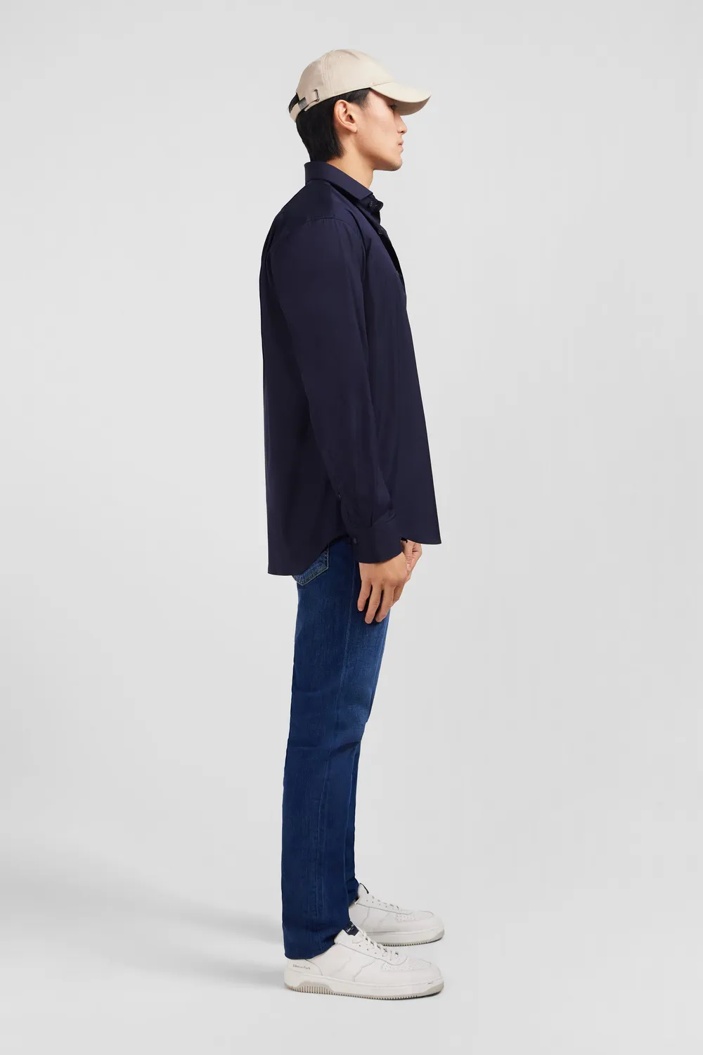 Eden Park chemise bleu marine popeline stretch regular