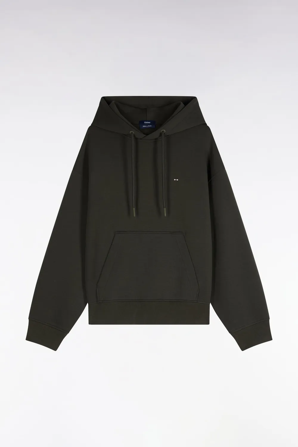 Eden Park sweat capuche interlock kaki loose unisexe