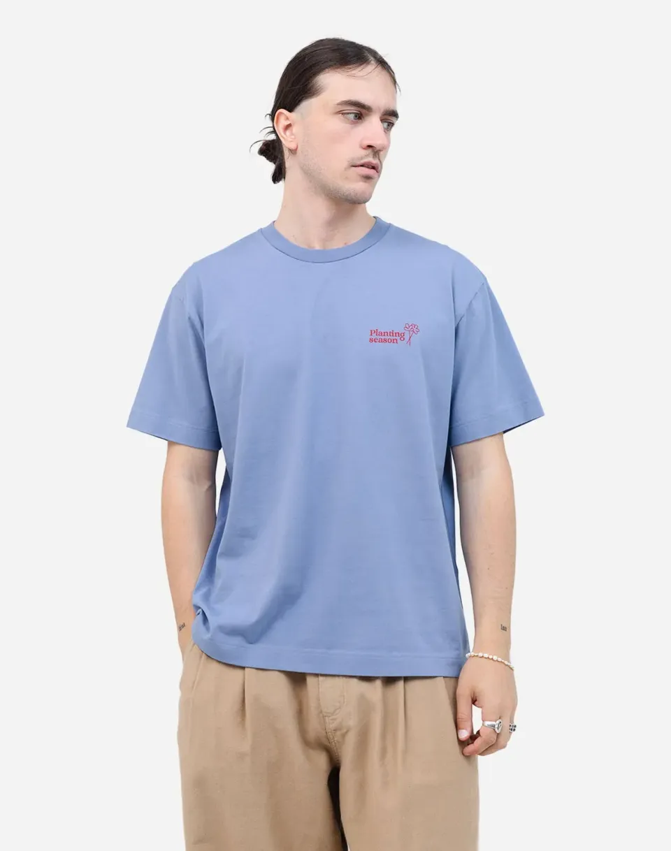 OLOW Planting t-shirt bleu azur coton bio ample