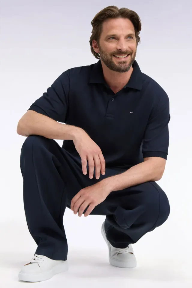 Eden Park Polo unisexe interlock coton marine manches courtes