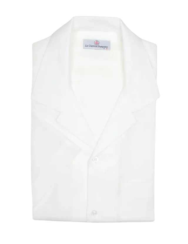 La Chemise Française Havane Blanche chemise col cubain lin