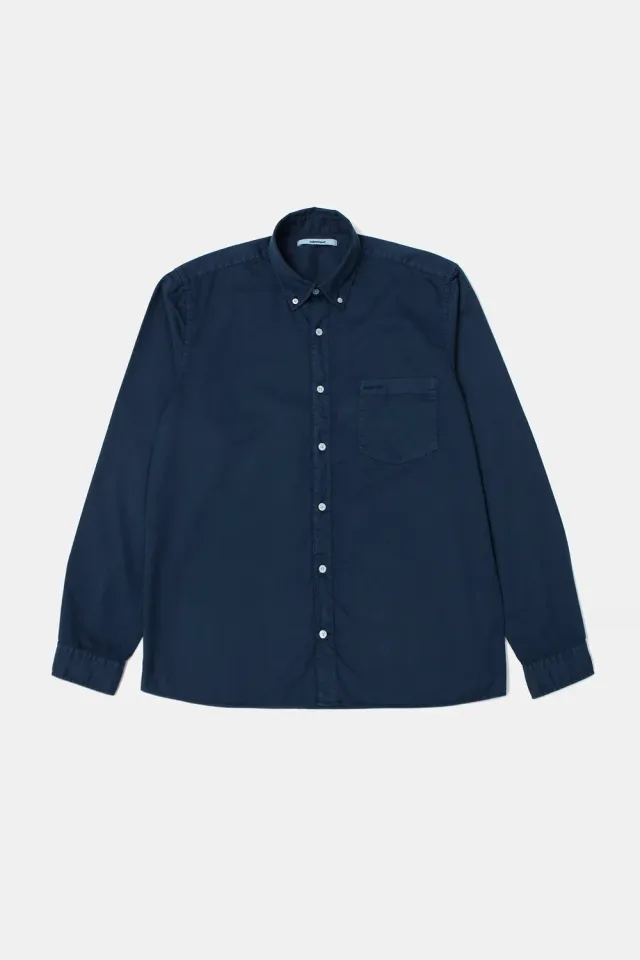 Edmmond Studios Mini Logo Shirt Plain Navy chemise bleu marine