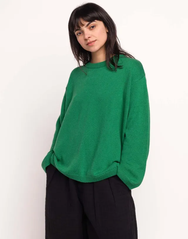 Olow Imeji pull vert mérinos coupe ample