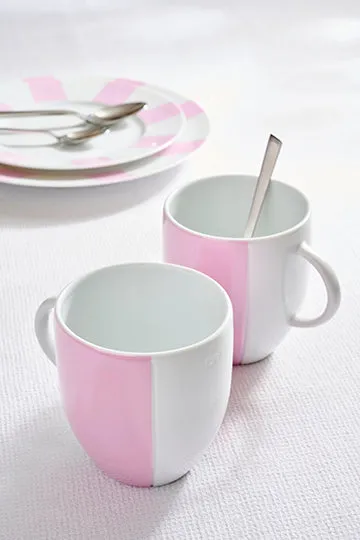 Eden Park Set 2 mugs porcelaine Limoges blanc rose