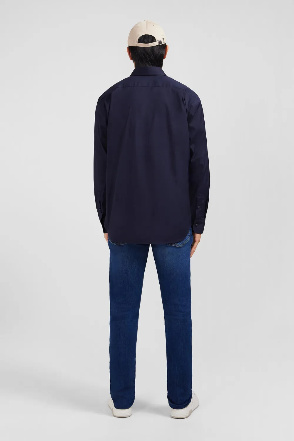 Eden Park chemise bleu marine popeline stretch regular