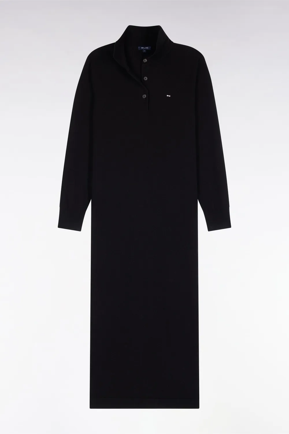 Eden Park robe midi col polo noire laine cachemire