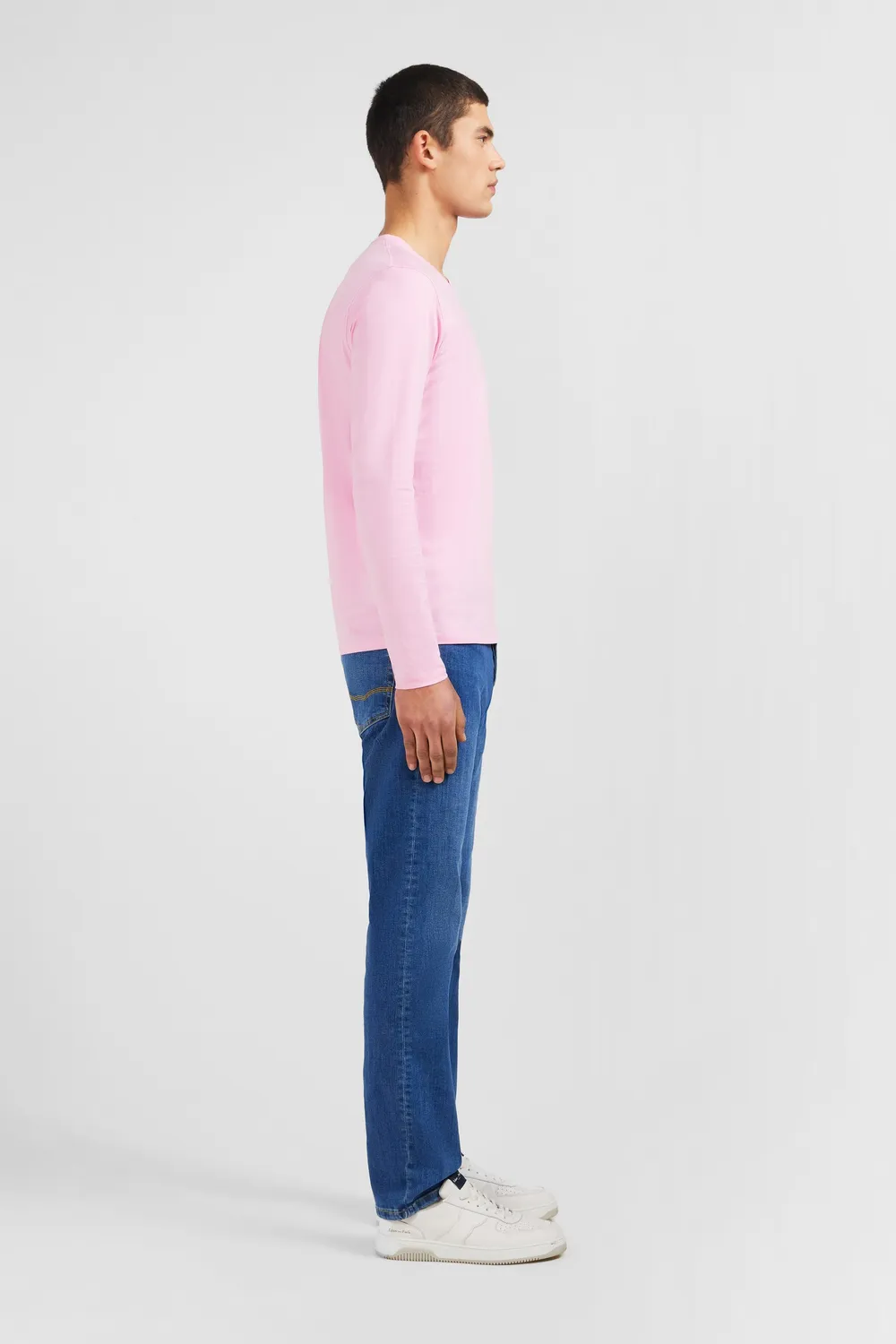Eden Park T-shirt col V manches longues rose coton