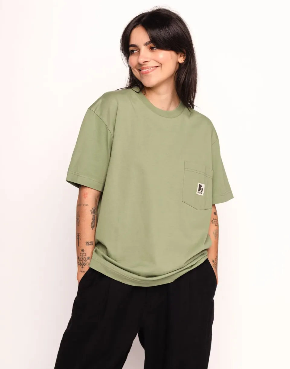 Olow Japo t-shirt ample vert sauge coton bio
