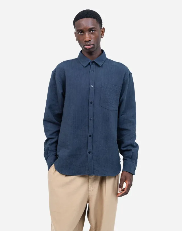 Olow Nago chemise homme bleu nuit gaze coton