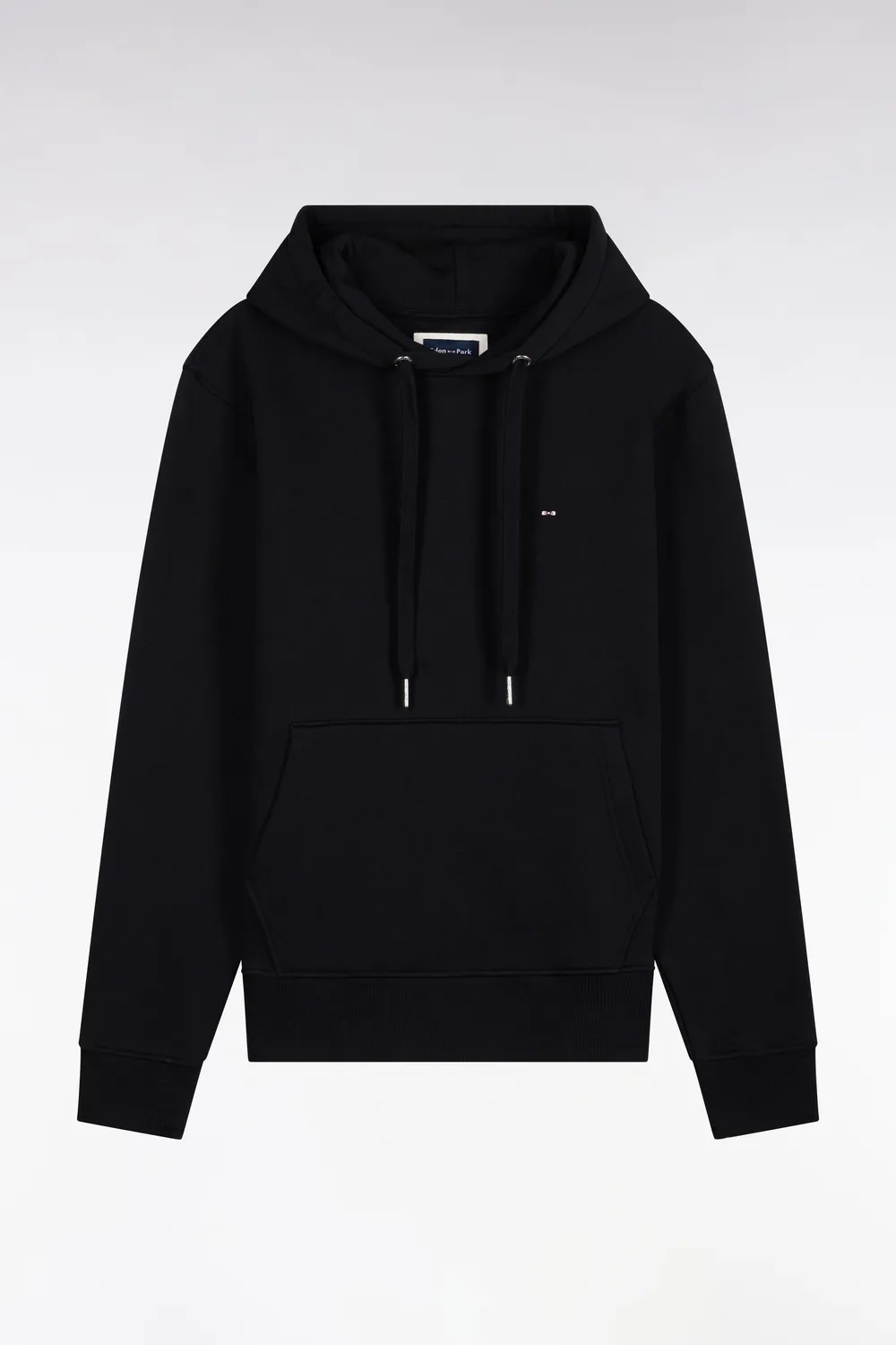 Eden Park sweatshirt capuche noir molleton coton coupe droite